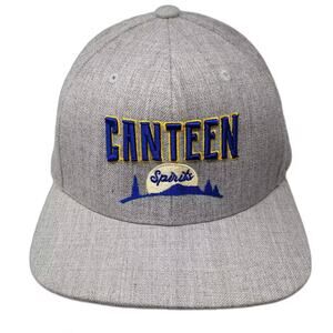 Yupoong Snapback Hat Gray Blue Canteen Spirits OS Adjustable Flat Brim Classic